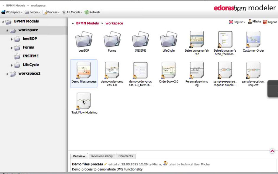 bpm process model repository - manage and hot deploy workflows Modeler repository